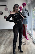 Black Rhinestones Jumspuit