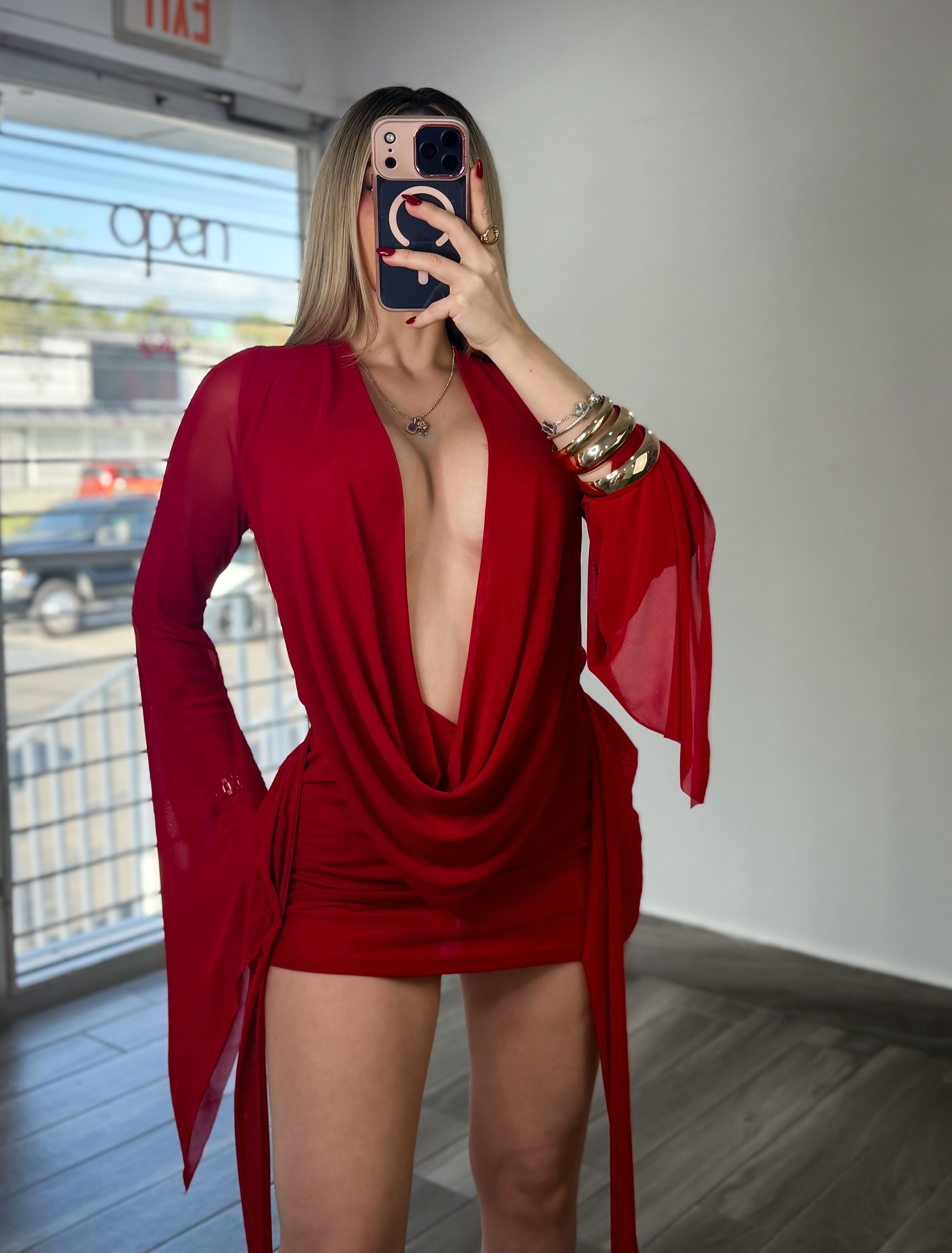 Spicy Mini Dress -Red