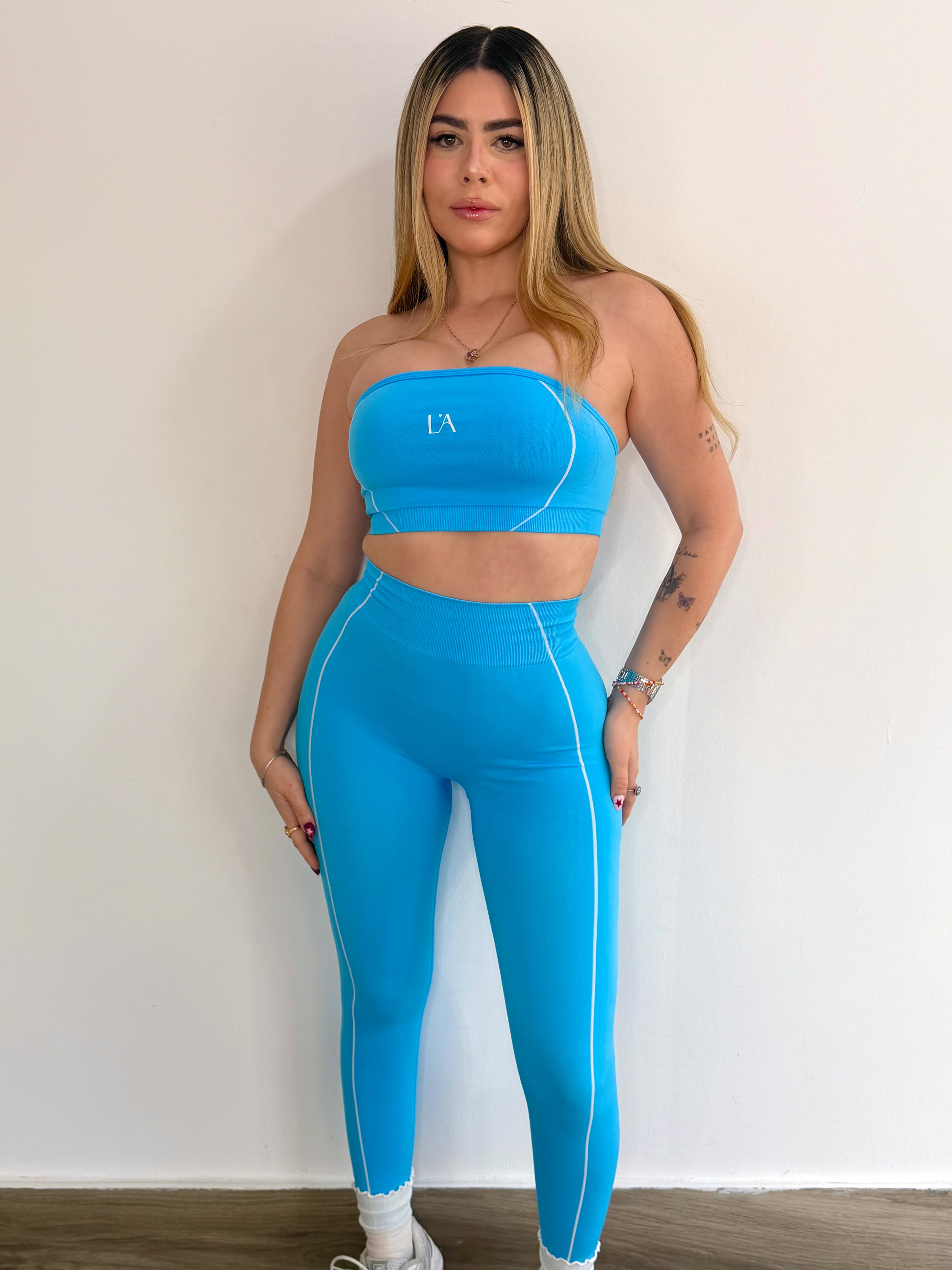 Neon Aqua Tube Top Set