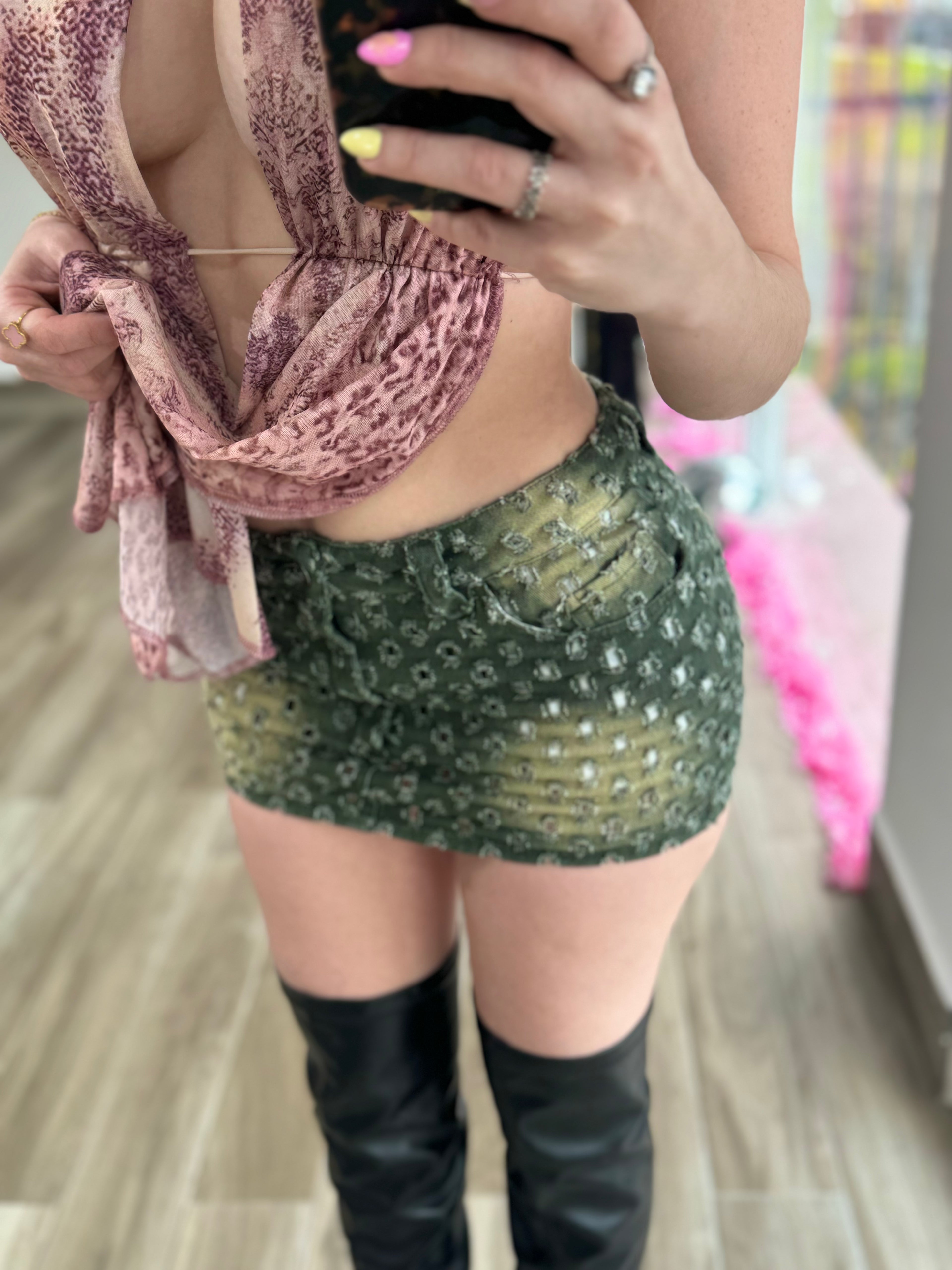 Olive Micro Mini Skort